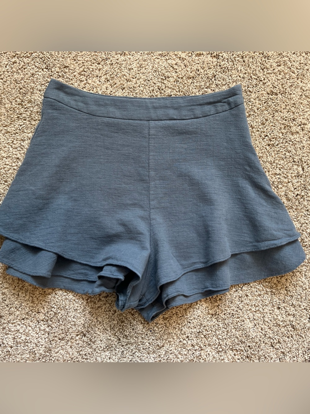 Lush Slate Blue Ruffle Hem Skort